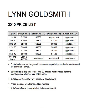 2010 rock pricelist